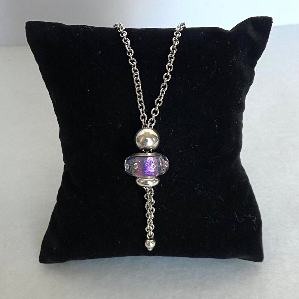 Chamilia Sterling Silver 925 Beaded Cable Chain Adjustable Y Drop Necklace 26"